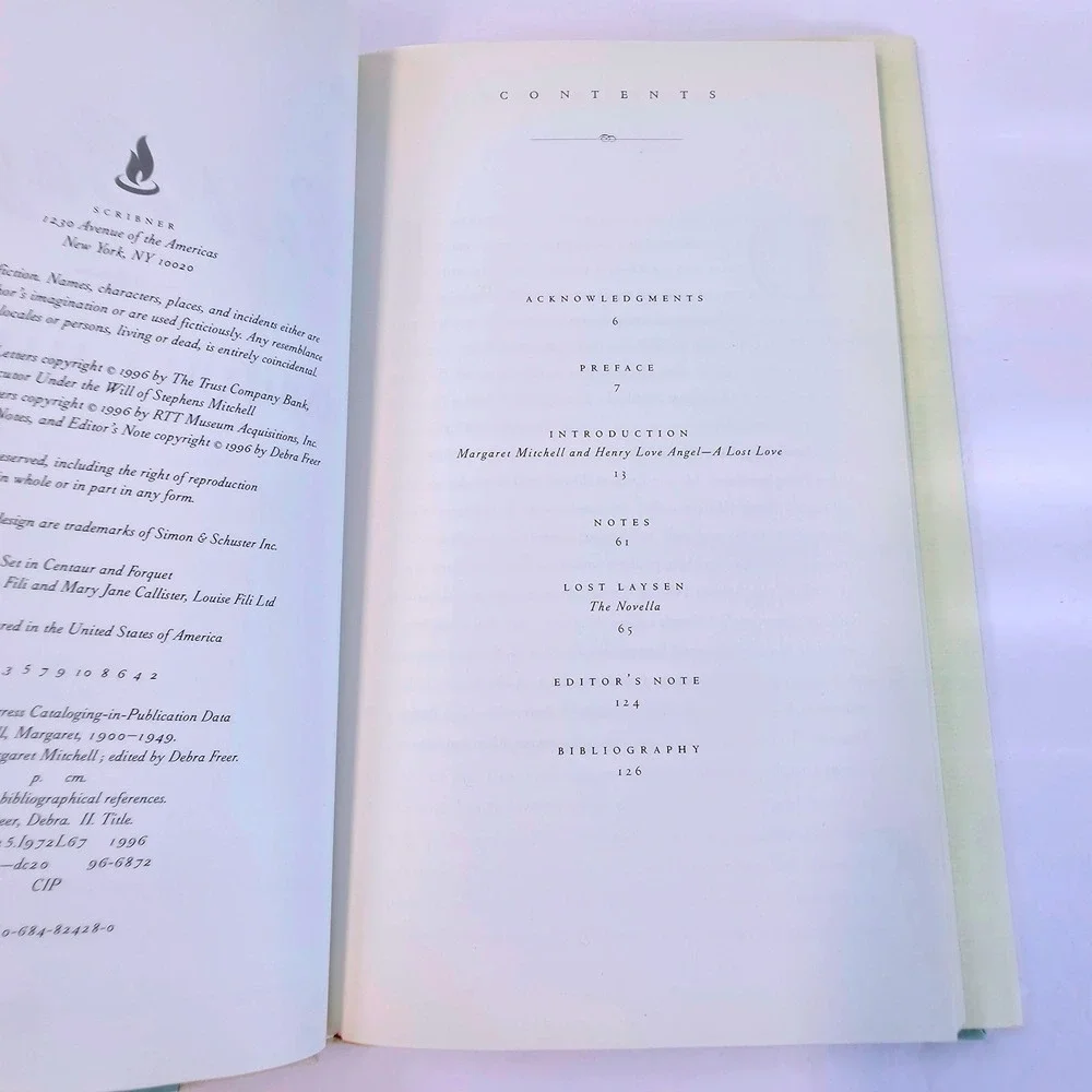 Scribner Lost Laysen Hardcover Book First Edition Margaret Mitchell